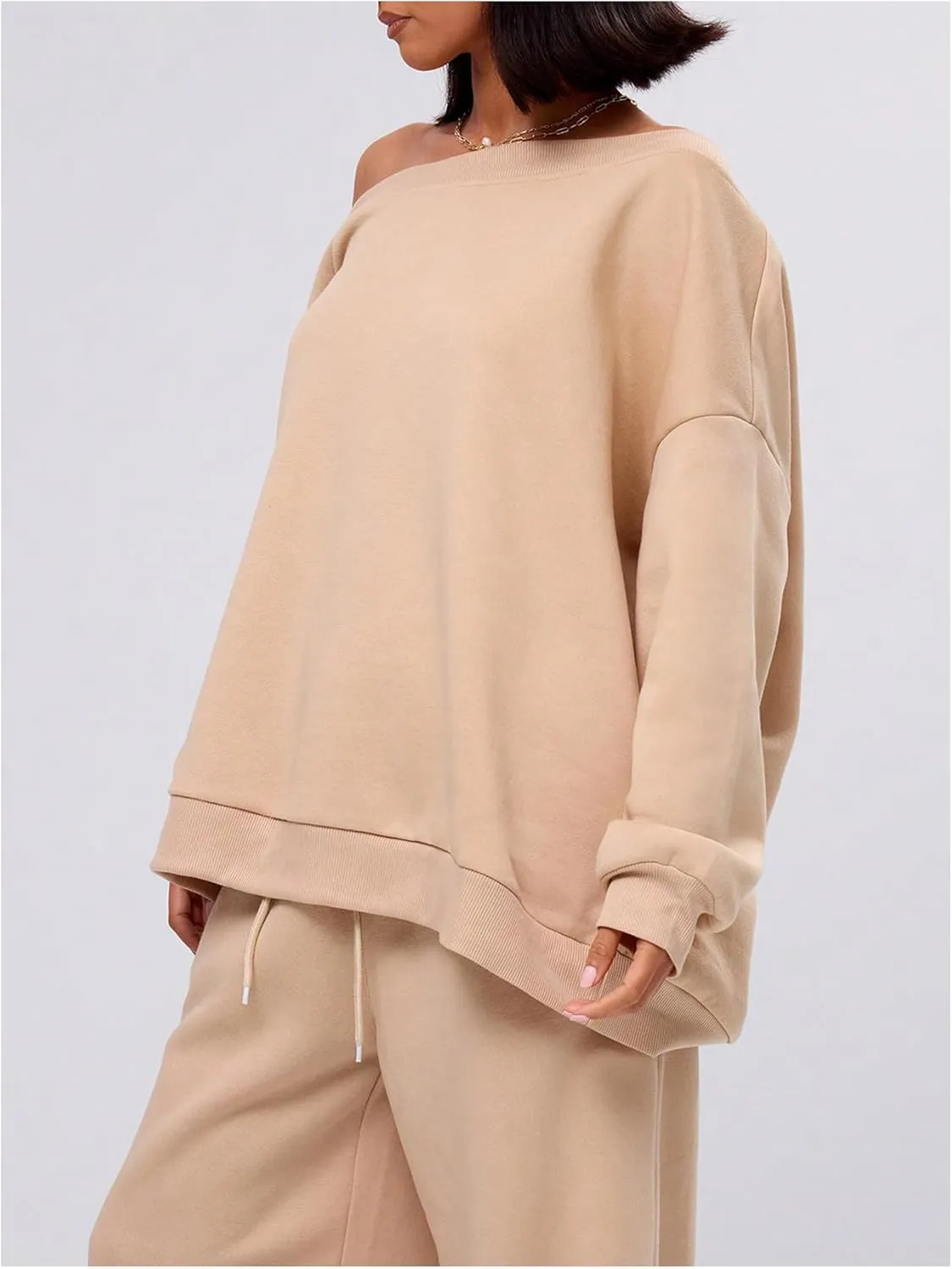 Women's Off The Shoulder Sweatshirt Long Sleeve Drop Shoulder Oversized Pullover Tops Fall Outfits