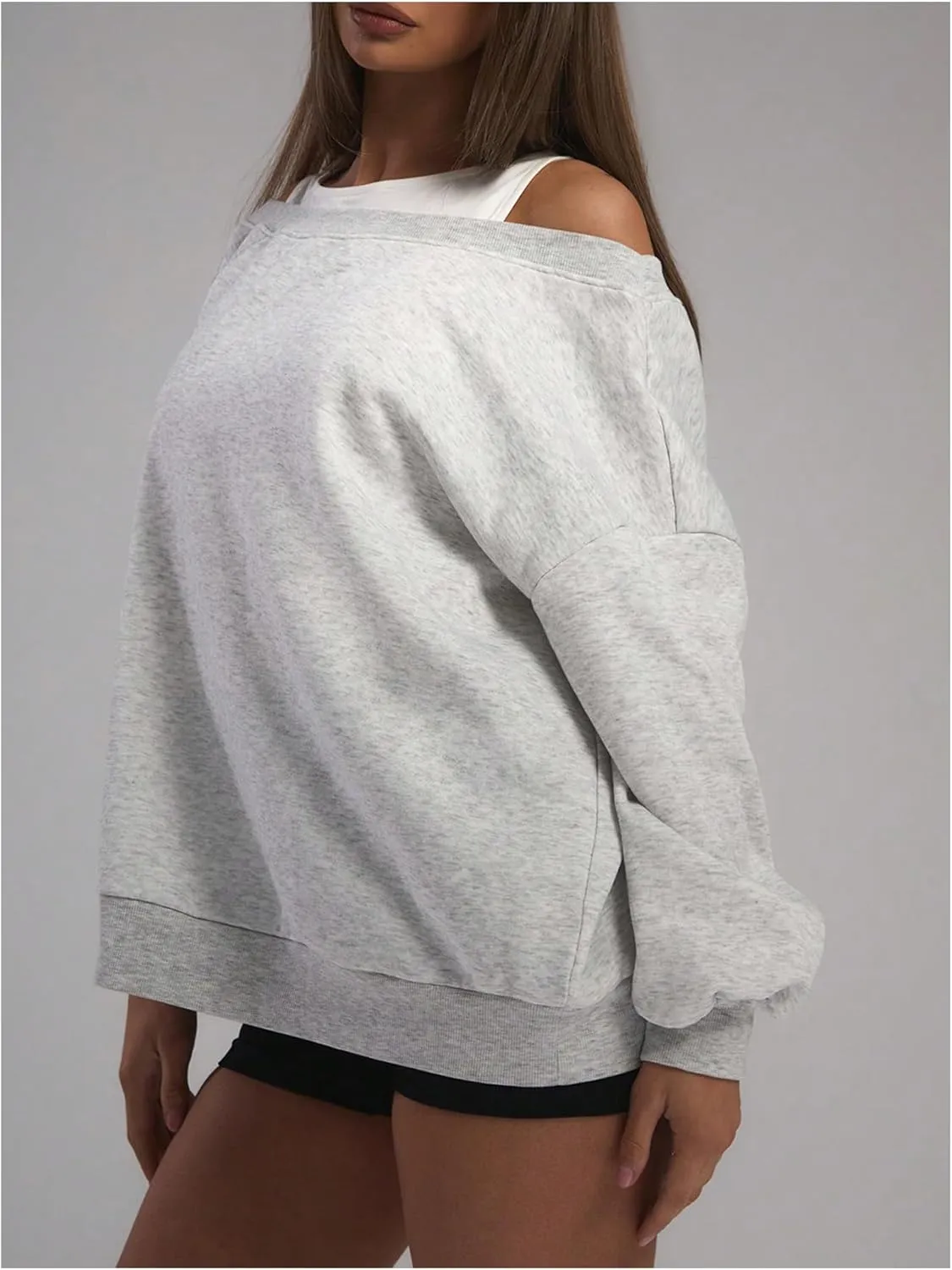 Women's Off The Shoulder Sweatshirt Long Sleeve Drop Shoulder Oversized Pullover Tops Fall Outfits