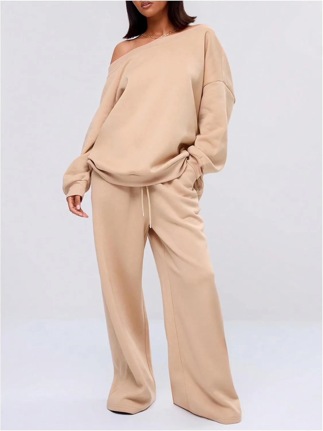 Women's Off The Shoulder Sweatshirt Long Sleeve Drop Shoulder Oversized Pullover Tops Fall Outfits