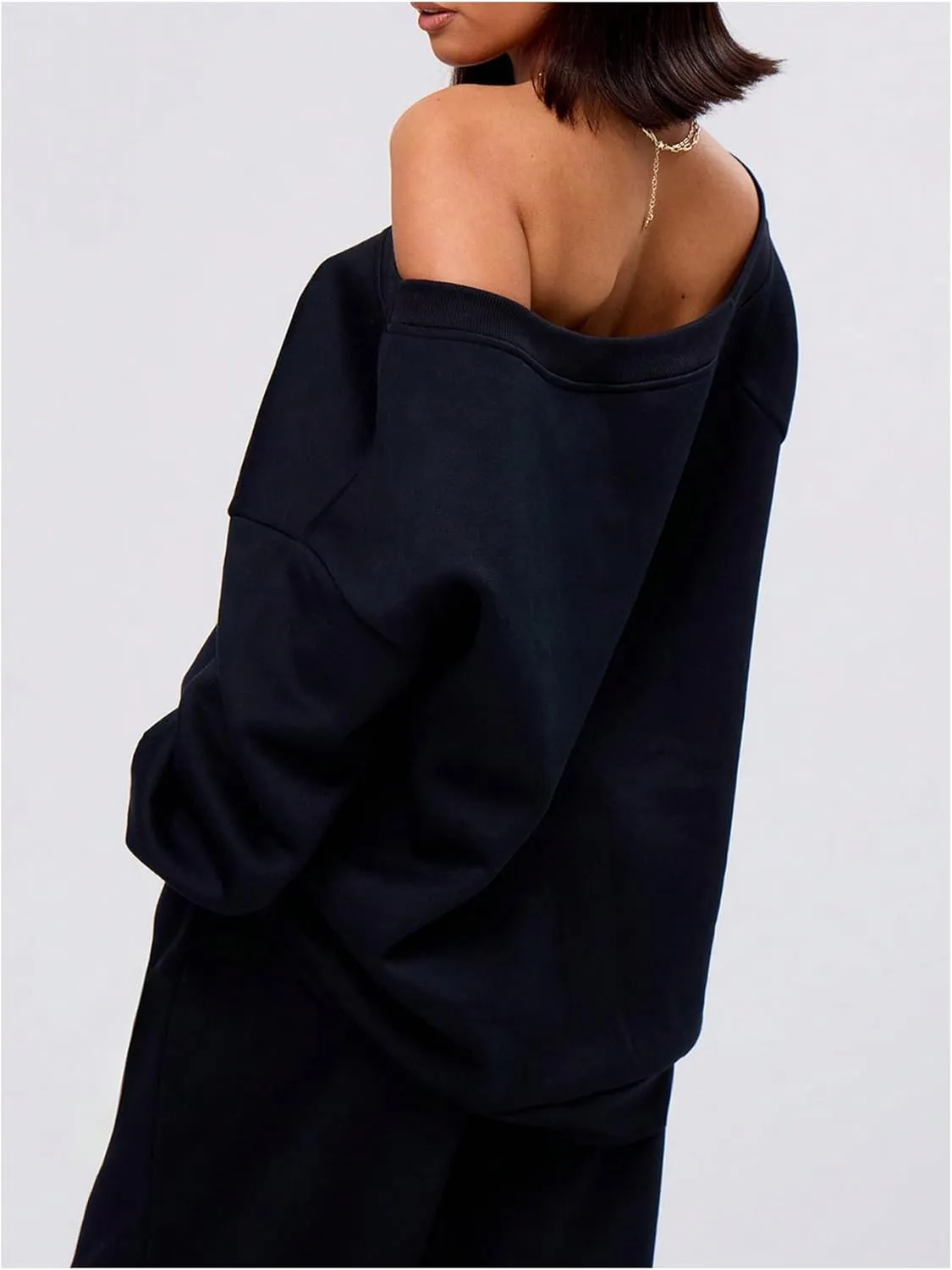Women's Off The Shoulder Sweatshirt Long Sleeve Drop Shoulder Oversized Pullover Tops Fall Outfits
