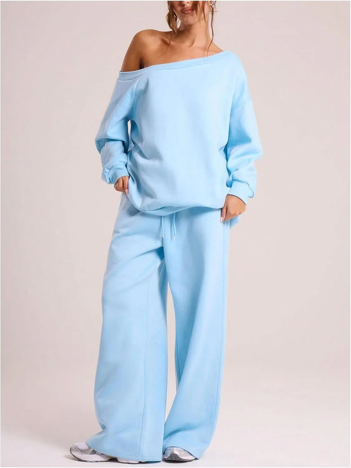 Women's Off The Shoulder Sweatshirt Long Sleeve Drop Shoulder Oversized Pullover Tops Fall Outfits