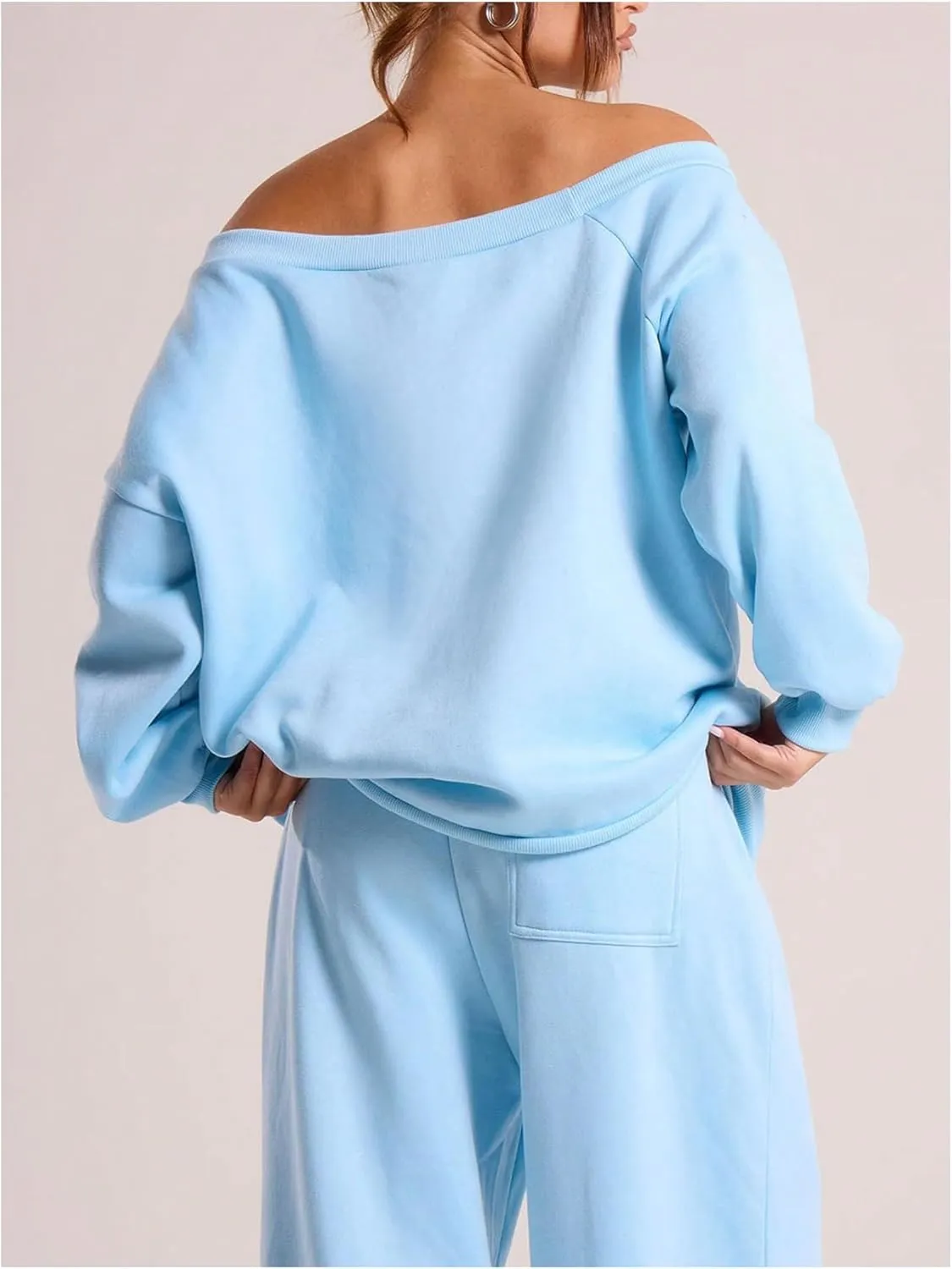 Women's Off The Shoulder Sweatshirt Long Sleeve Drop Shoulder Oversized Pullover Tops Fall Outfits