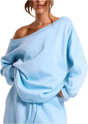 Women's Off The Shoulder Sweatshirt Long Sleeve Drop Shoulder Oversized Pullover Tops Fall Outfits