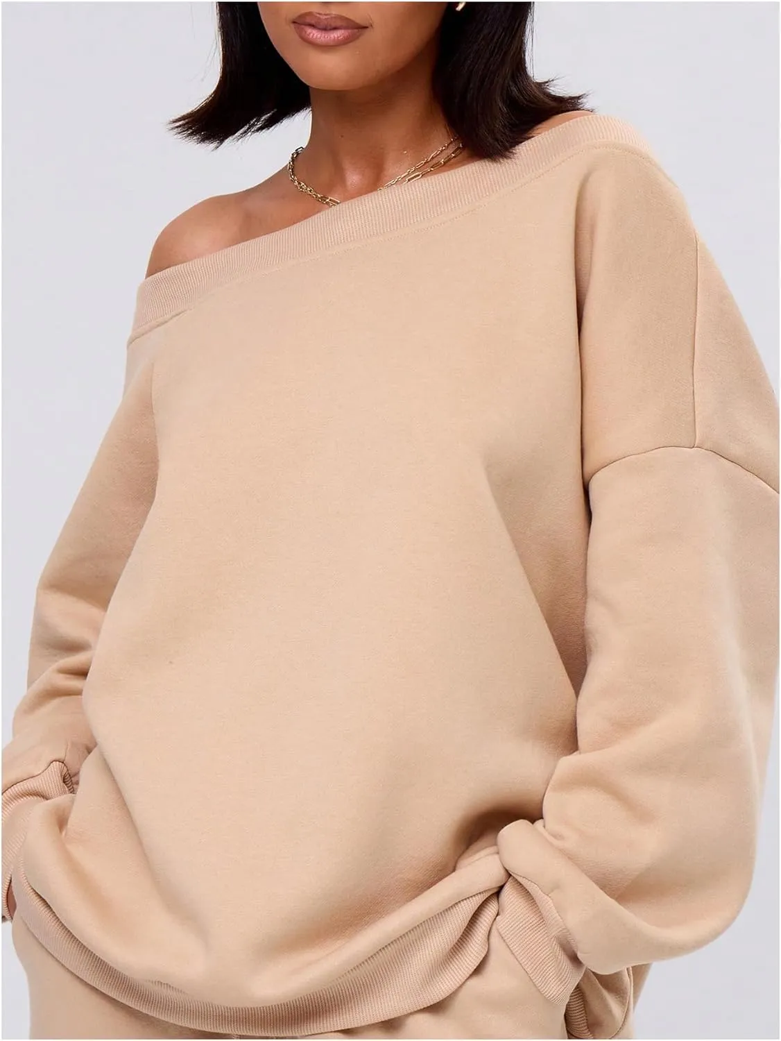 Women's Off The Shoulder Sweatshirt Long Sleeve Drop Shoulder Oversized Pullover Tops Fall Outfits