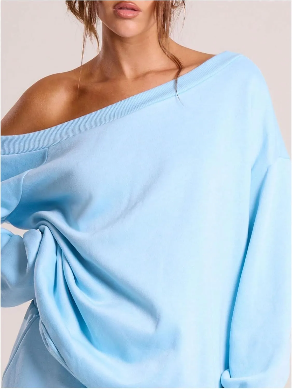 Women's Off The Shoulder Sweatshirt Long Sleeve Drop Shoulder Oversized Pullover Tops Fall Outfits
