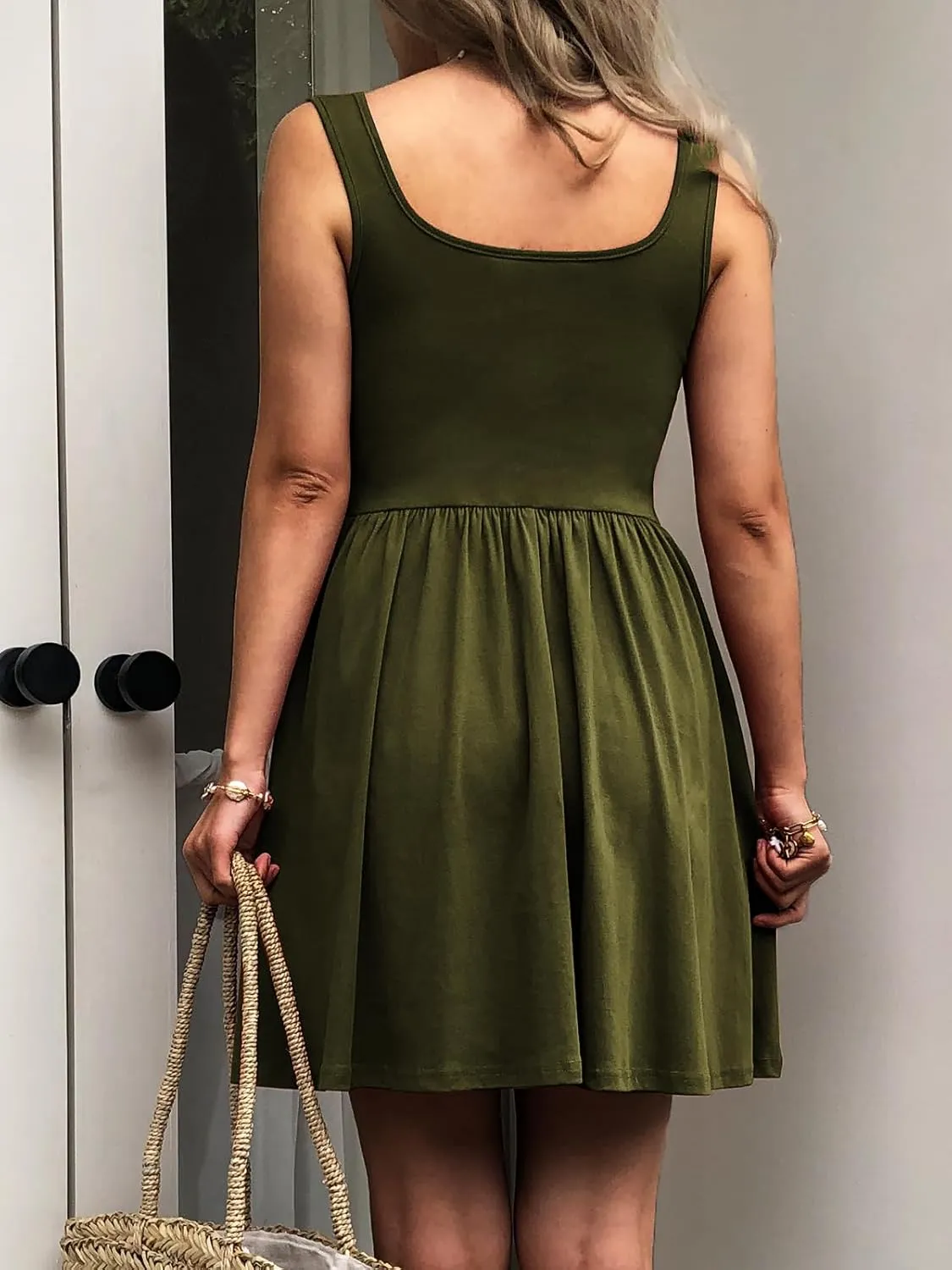 Women's Sleeveless Button Down Casual Mini Dress with Pockets  Soft Summer Dress for Daily Wear