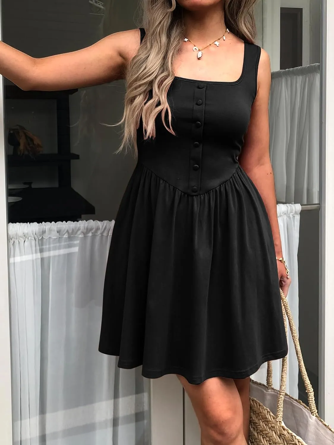 Women's Sleeveless Button Down Casual Mini Dress with Pockets  Soft Summer Dress for Daily Wear