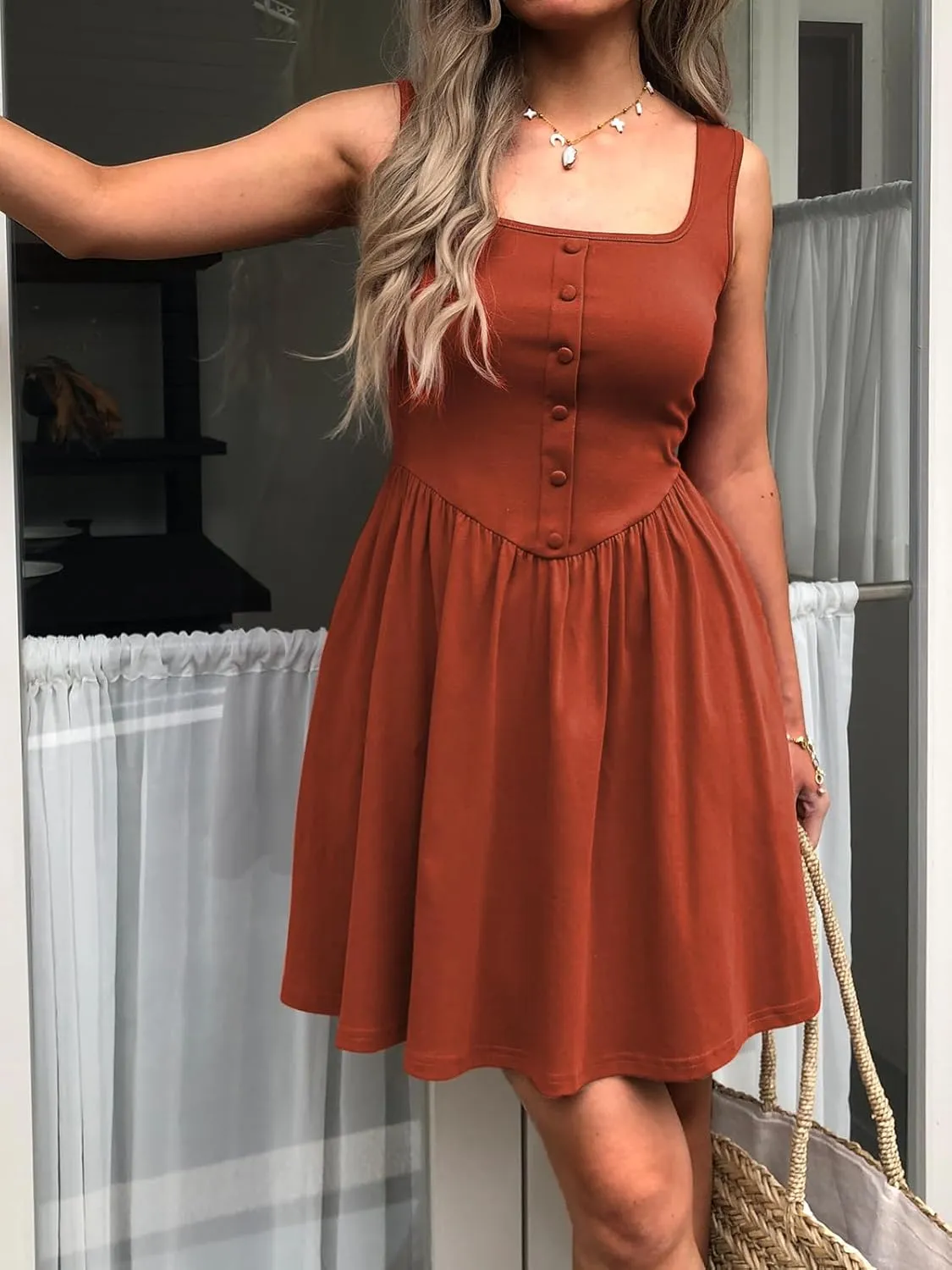 Women's Sleeveless Button Down Casual Mini Dress with Pockets  Soft Summer Dress for Daily Wear