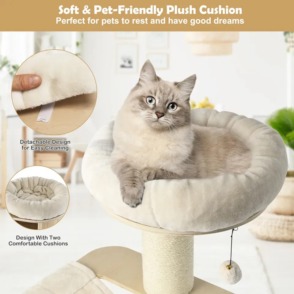 Wooden Cat Tree Scratching Post Scratcher Tower Condo House Cat Climb Furniture