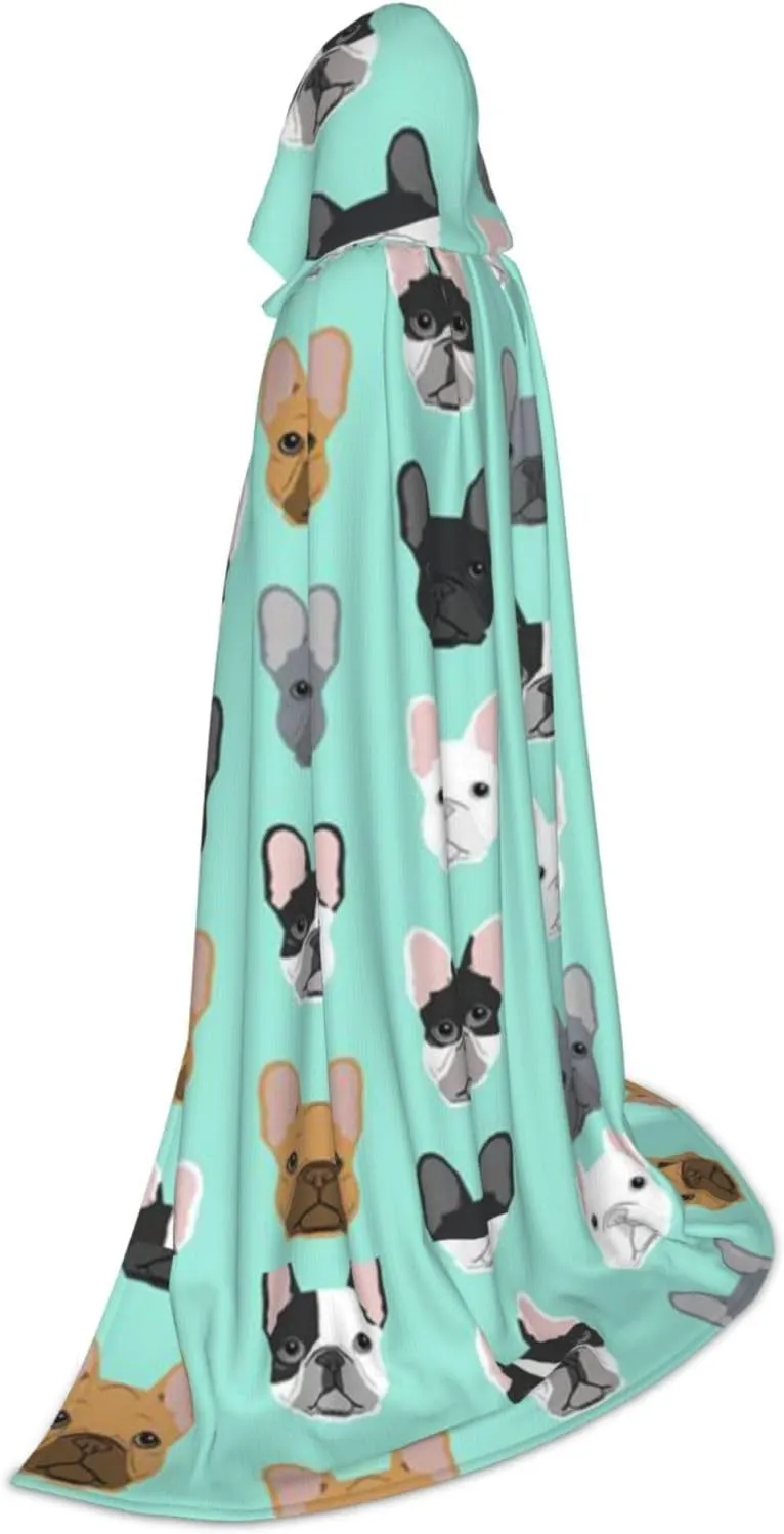 WURTON French Print Halloween Hooded Capes Unisex Hooded Cloaks Gothic Cloaks For Cosplay Festivities
