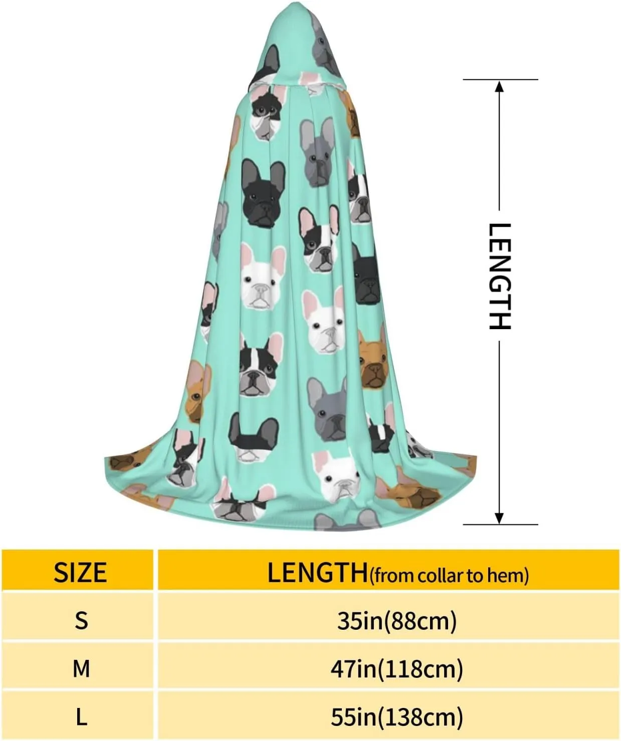 WURTON French Print Halloween Hooded Capes Unisex Hooded Cloaks Gothic Cloaks For Cosplay Festivities