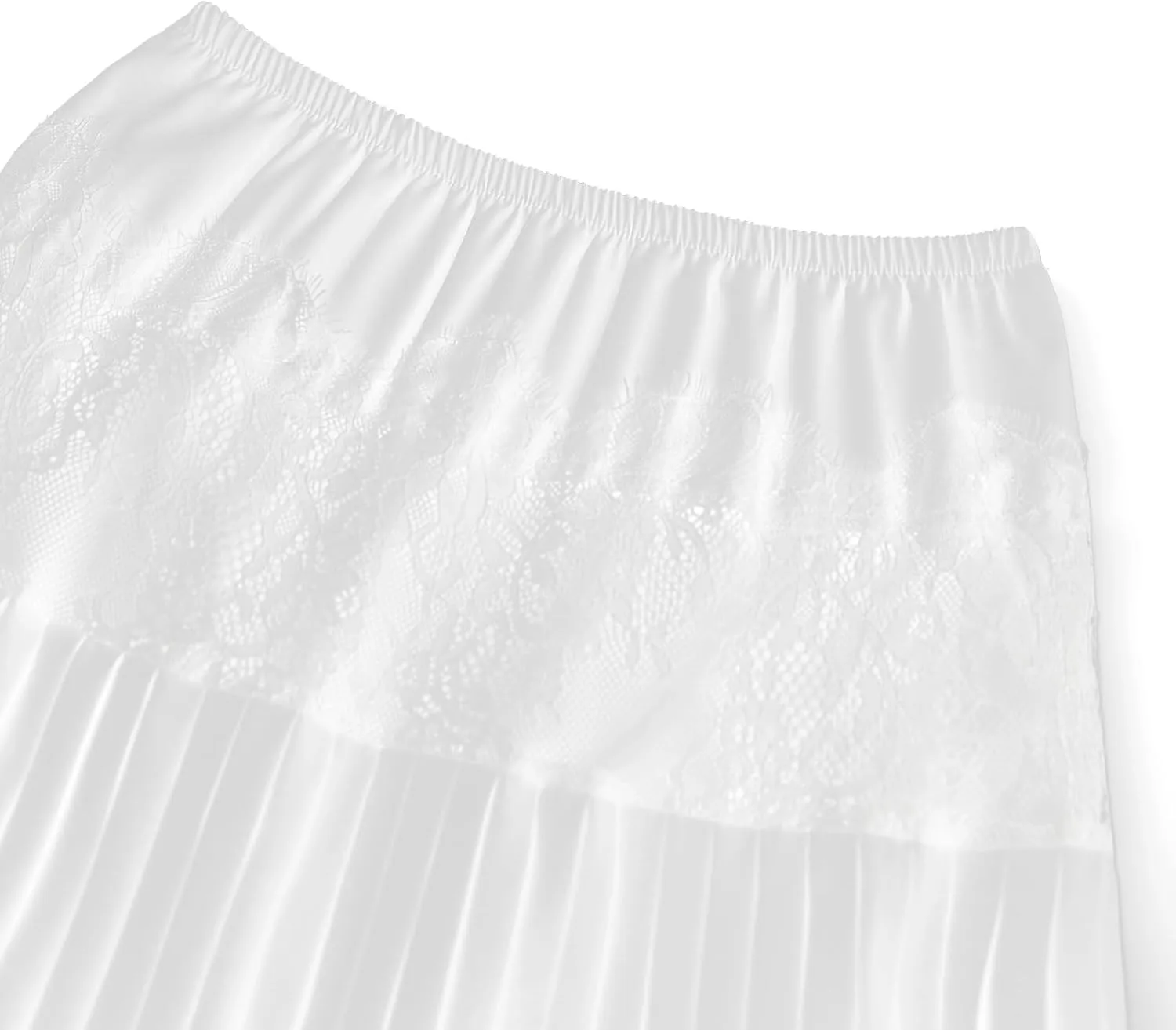 WZTYYDS Women Summer Pleated Skirt Casual Floral Lace Elastic A-Line Midi Skirt for Beach Vacation Club Streetwear