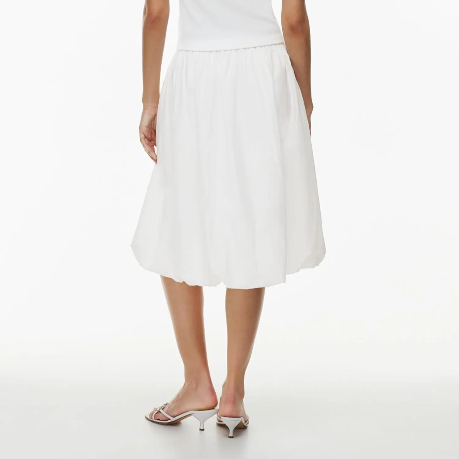 XBTCLXEBCO Women Y2K Bubble Midi Skirt Elastic Waist Flowy A-Line Long Skirt Ruffle Hem Puffy Balloon Skirt Summer Streetwear