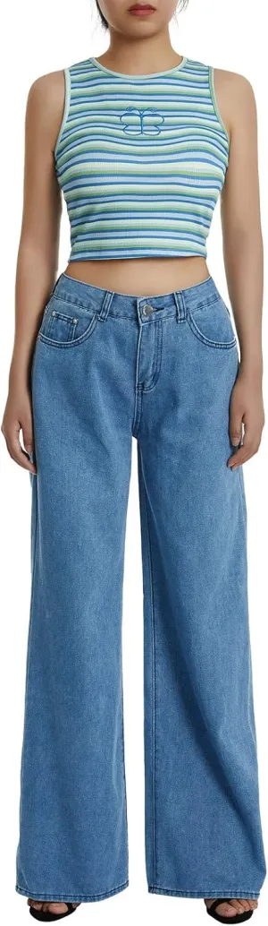 Y2k Boyfriend Cargo Jeans Women Baggy Denim Pants High Waist Wide Leg Casual Loose Grunge Denim Trousers Streetwear