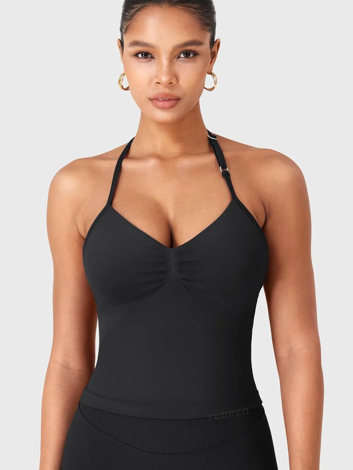 YEOREO SoftHue Impact Longline Strappy Top Women's Halter Workout Tank Tops Backless Gym Longline with Adjustable Strap