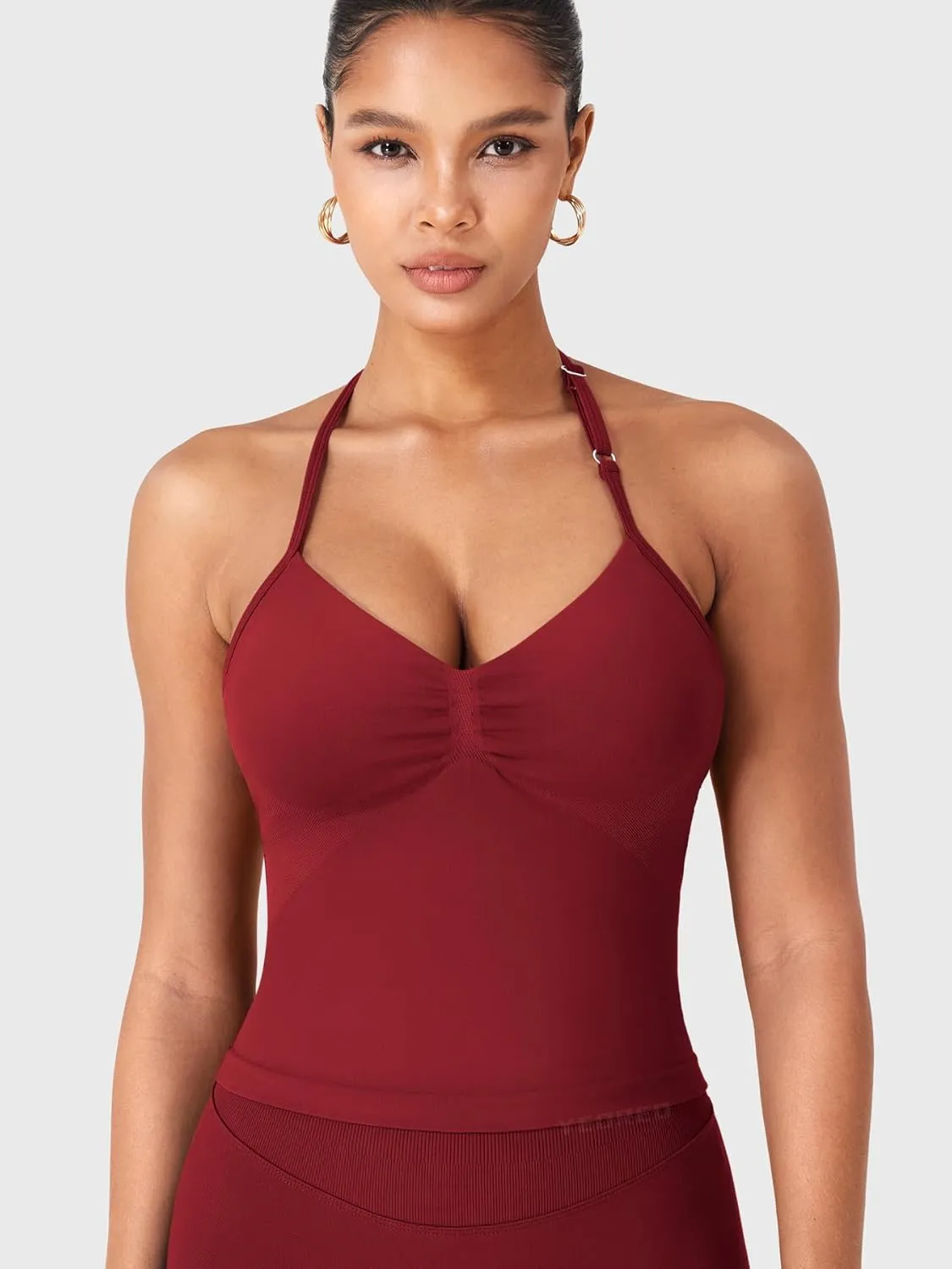 YEOREO SoftHue Impact Longline Strappy Top Women's Halter Workout Tank Tops Backless Gym Longline with Adjustable Strap