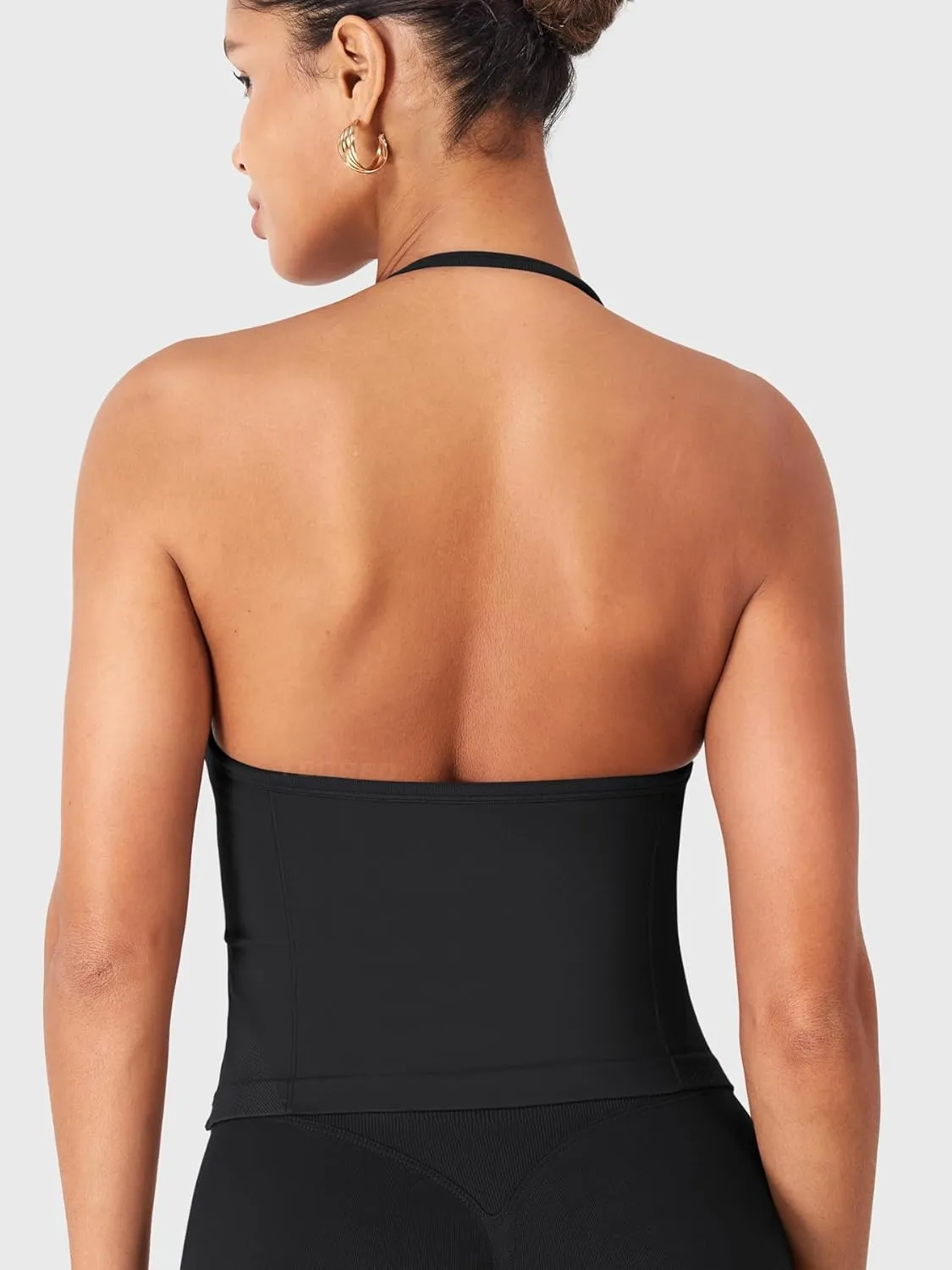 YEOREO SoftHue Impact Longline Strappy Top Women's Halter Workout Tank Tops Backless Gym Longline with Adjustable Strap