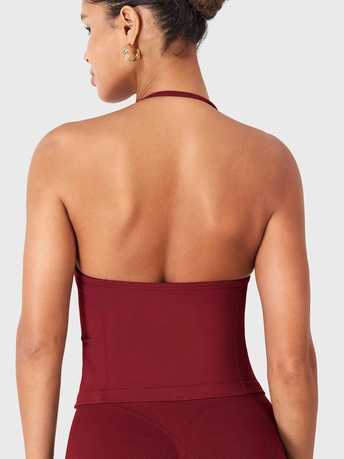 YEOREO SoftHue Impact Longline Strappy Top Women's Halter Workout Tank Tops Backless Gym Longline with Adjustable Strap
