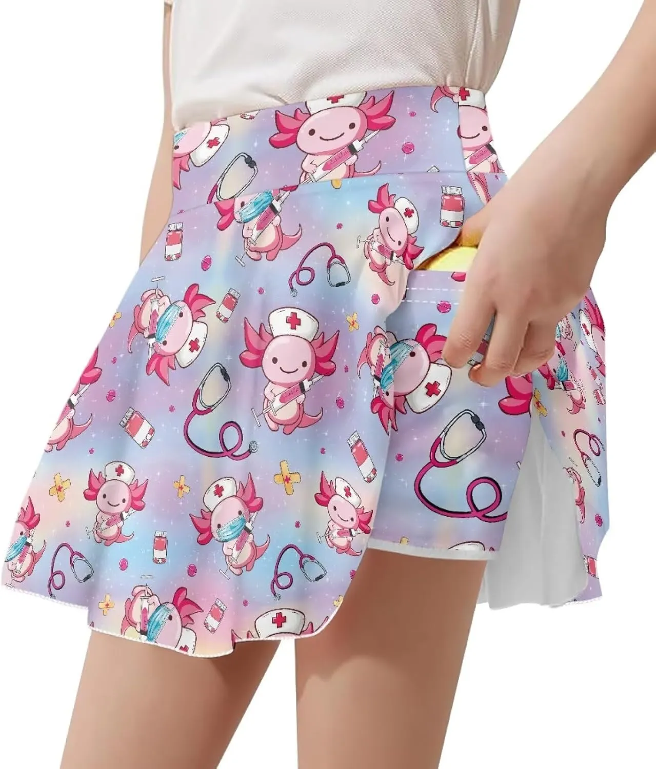 ZFRXIGN Gym Workout Skorts for Girls 5-14 High Waist Running Skirt Inner Shorts with Pocket Activewear
