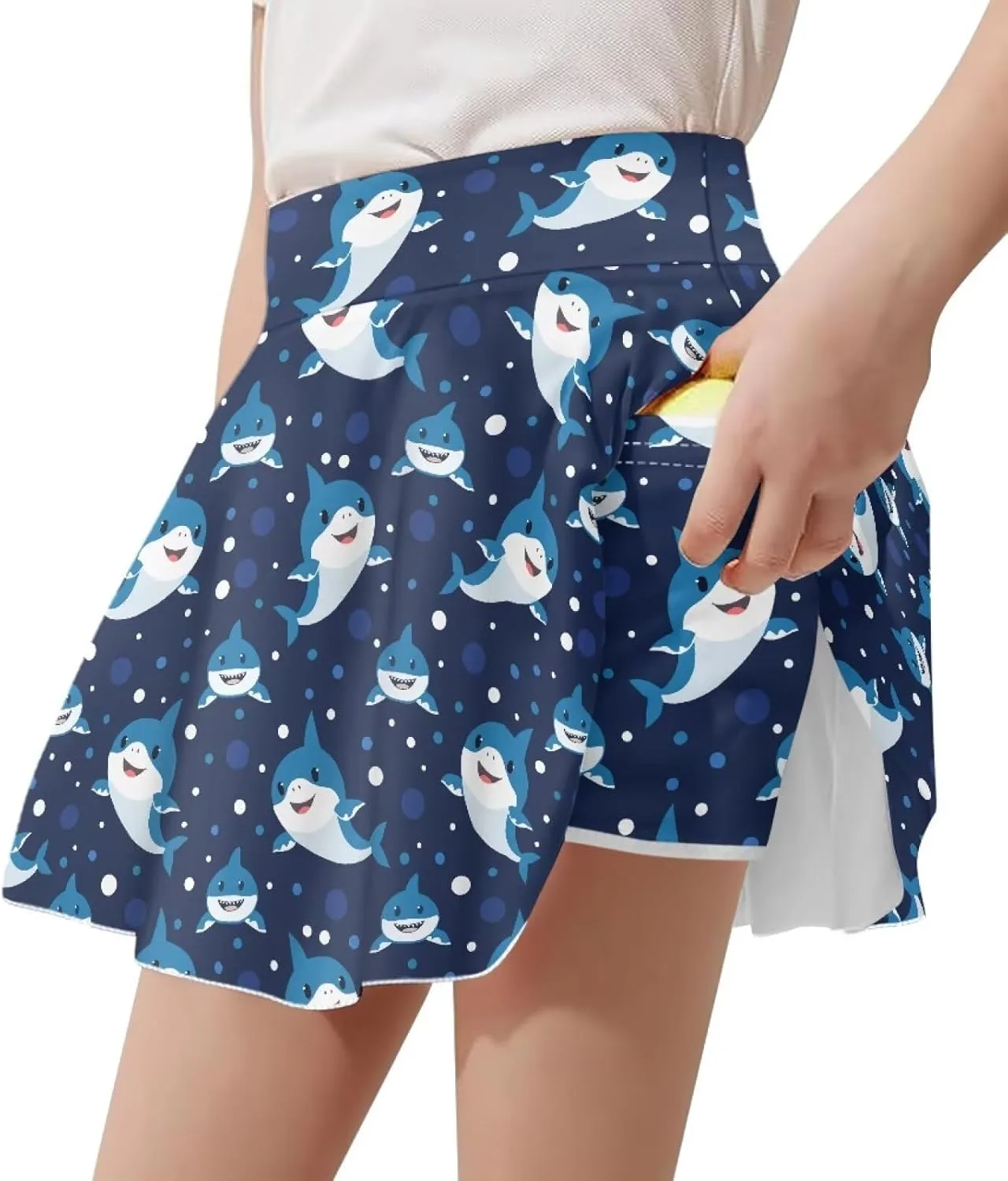 ZFRXIGN Gym Workout Skorts for Girls 5-14 High Waist Running Skirt Inner Shorts with Pocket Activewear