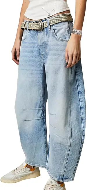 ZOCANIA Barrel Jeans Women Casual Baggy Jeans Loose Harem Pants Mid Rise Denim Cropped Trousers with Pockets